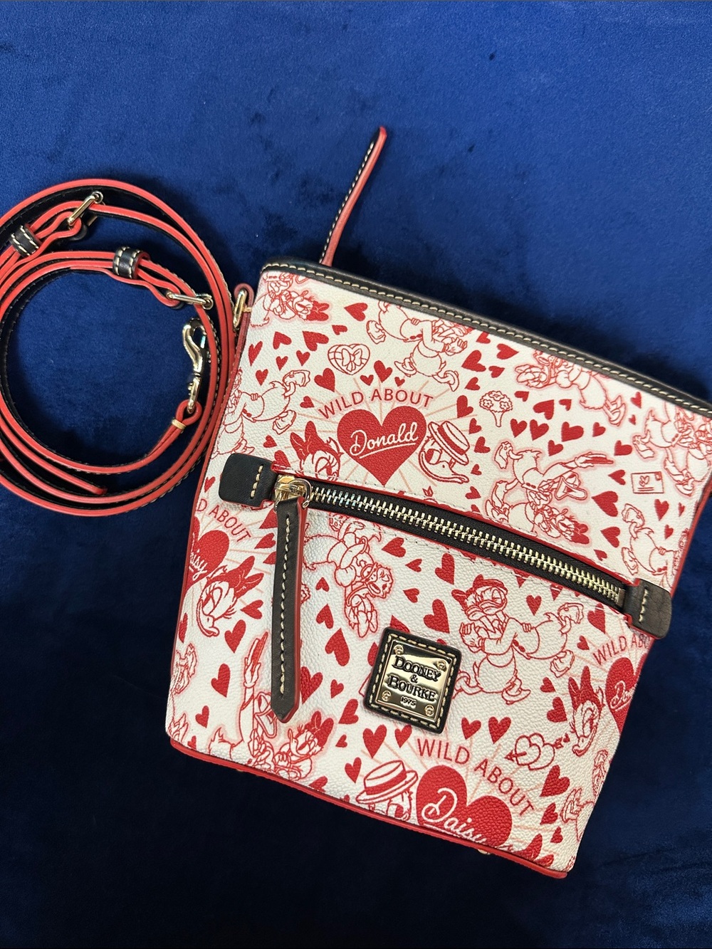 Disney Dooney & Bourke Red and White Disney Donald & Daisy Crossbody Bag